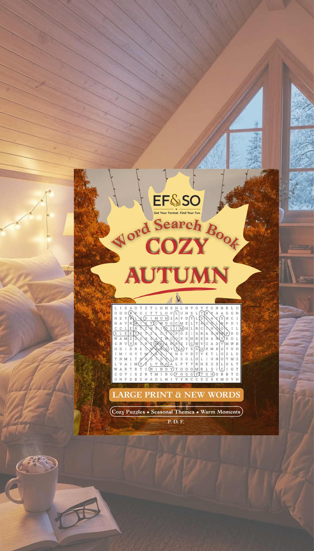 Cozy Autumn. Word Search Large Print (Printable PDF)