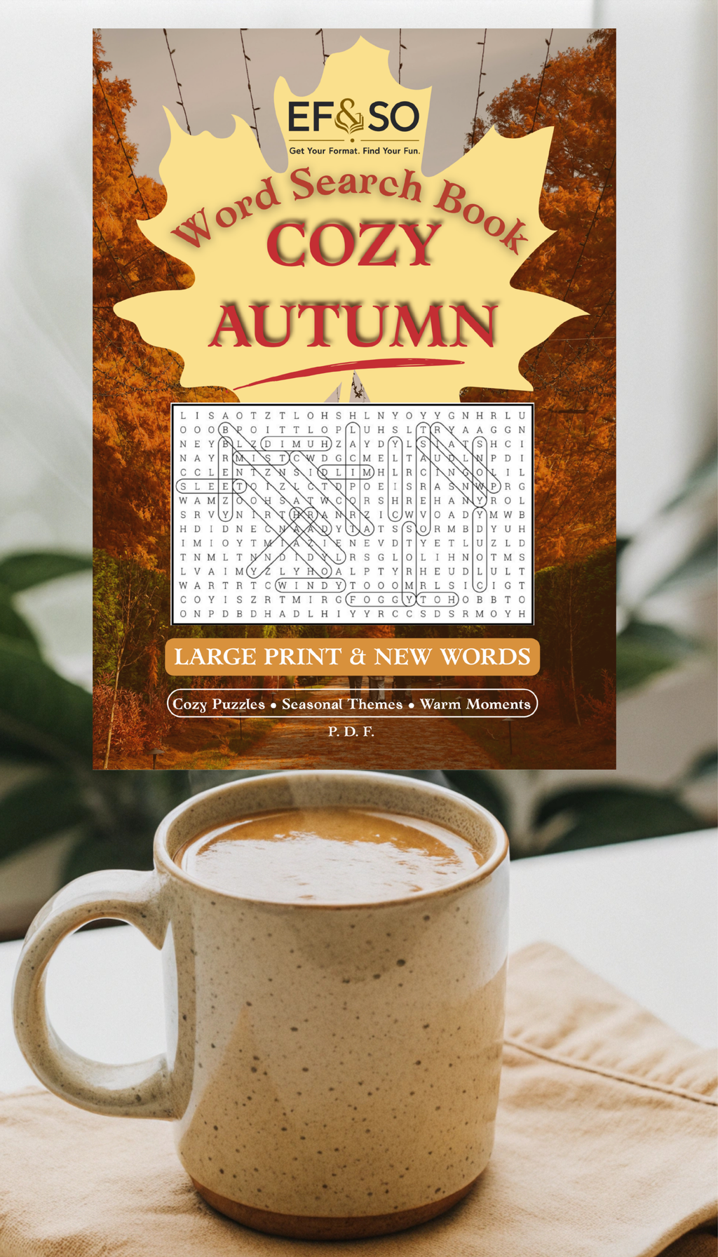 Cozy Autumn. Word Search Large Print (Printable PDF)