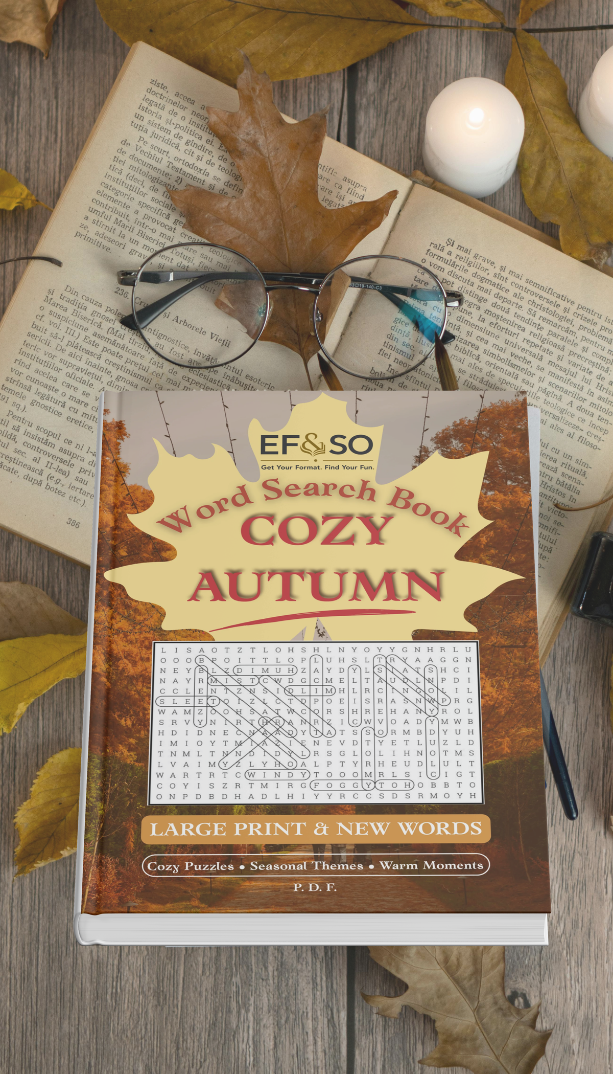 Cozy Autumn. Word Search Large Print (Printable PDF)